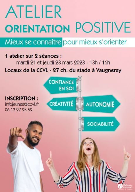 Atelier Orientation positive organisée par l'information jeunesse 21 et 23 mars 2023