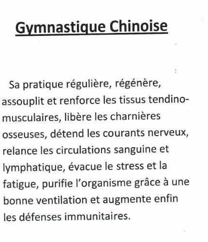 Gym Chinoise pour nos Aquagym