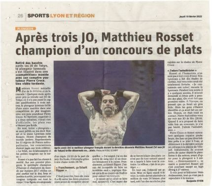 Après trois JO, Matthieu Rosset Champion d'un concours de plat, article Progrès 10/02/22