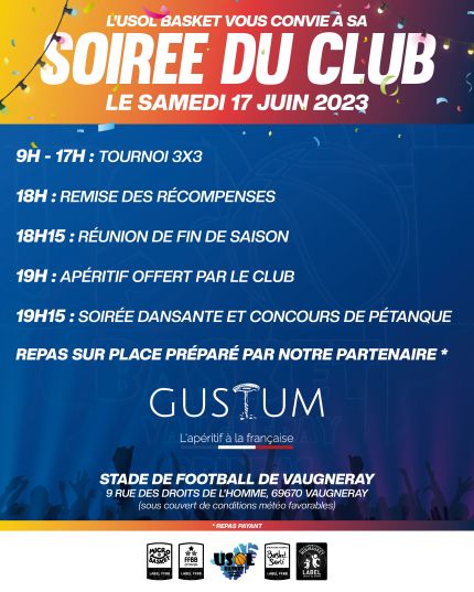 Soirée du club le 17 juin 2023