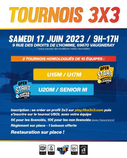 Tournois 3x3 le 17 juin 2023