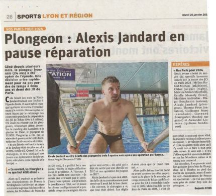 Article du Progrès du 25 01 22 Alexis Jandard en pause réparation