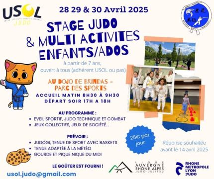 Stage Judo et Multi activités enfants ados Avril