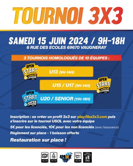 Tournoi 3x3 15 juin 2024