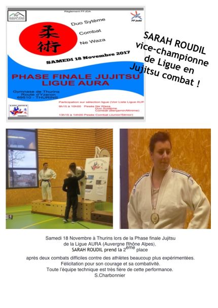 JUJITSU-Phase Finale-ligue AURA-Sarah ROUDIL -2ème place-