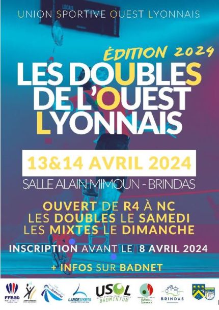 Tournoi des doubles 2024 : 13 et 14 avril 2024