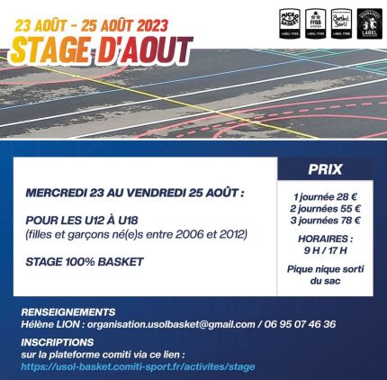 Stage du 23 au 25 août 2023