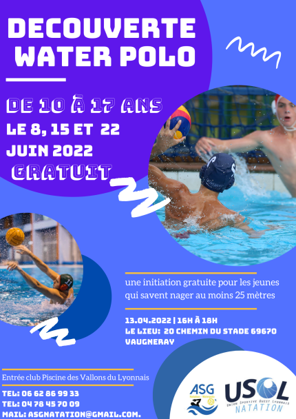 Découverte Water Polo les 8, 15 et 22 juin 2022/ Gratuit