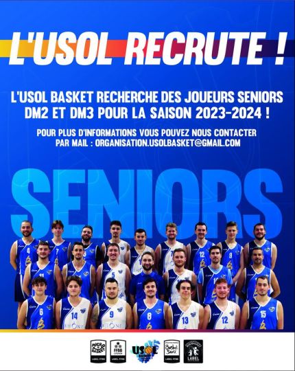 L'USOL recrute des joueurs séniors en DM2 et DM3 pour la saison 2023 2024