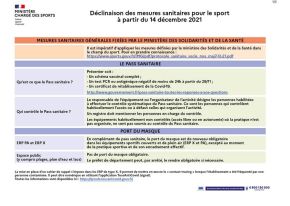 Nouvelles mesures sanitaires pour le sport applicables au 14 décembre