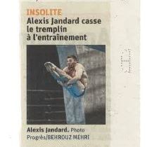 Alexis jandard casse le tremplin à l'entrainement ! article du Progrès du 26/07/2021