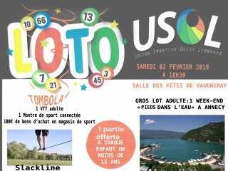 Loto des 50 ans le 2 février 2019 à partir de 18H30 Salle des Fêtes de Vaugneray