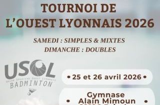 Tournoi de l'USOL Badminton - 26 & 26 avril 2026